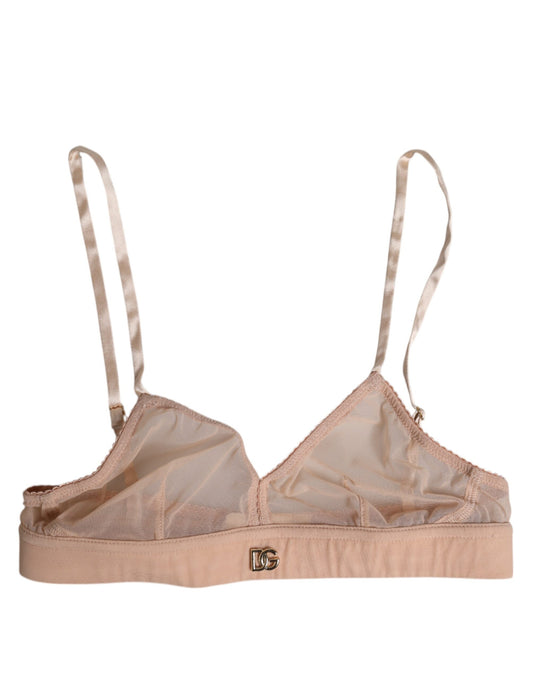Powder Pink Nylon DG Logo Non Wire Bra Underwear