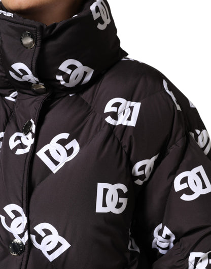 Black DG Mania Puffer Quilted Long Coat Jacket