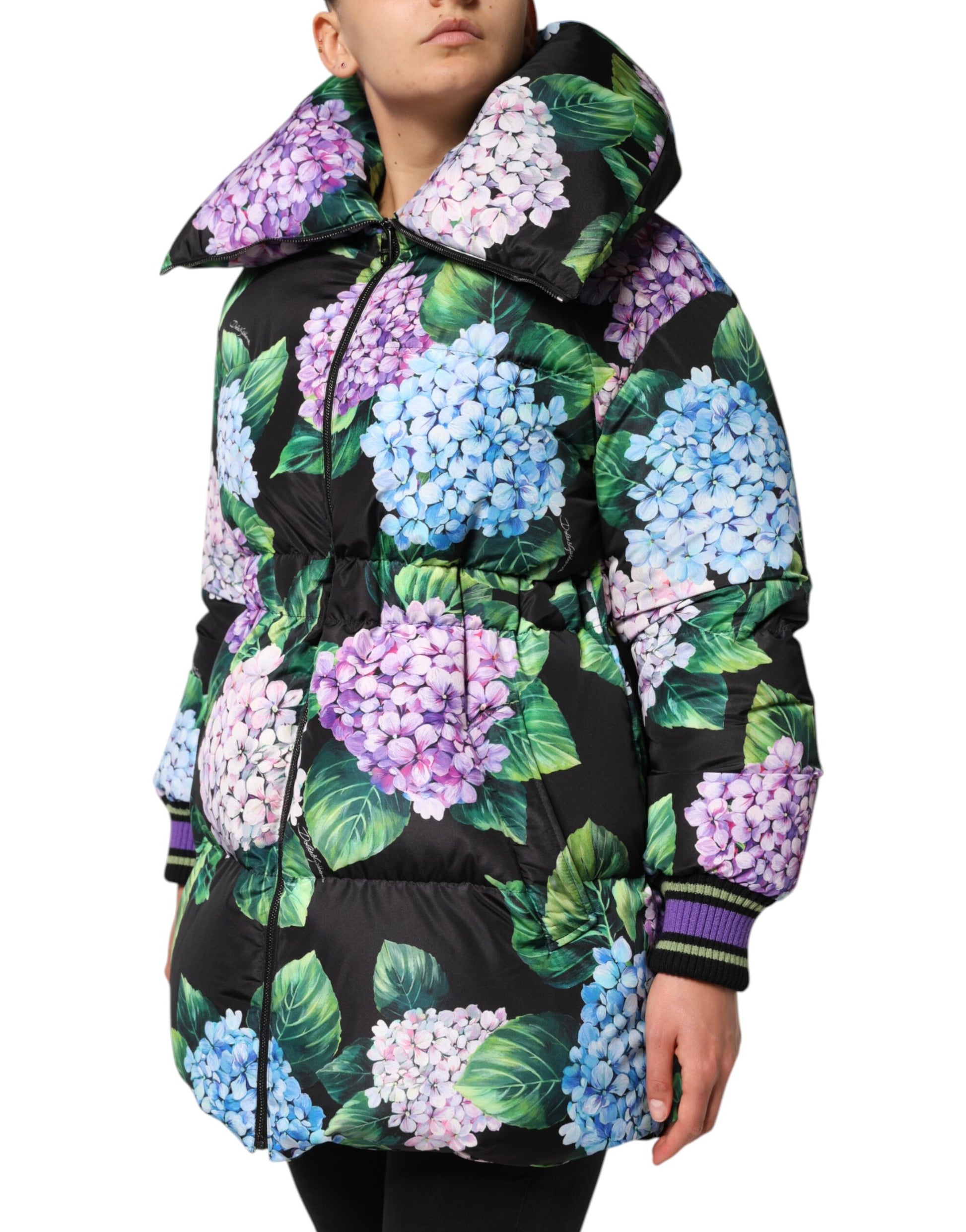 Multicolor Floral Print Puffer Quilted Jacket