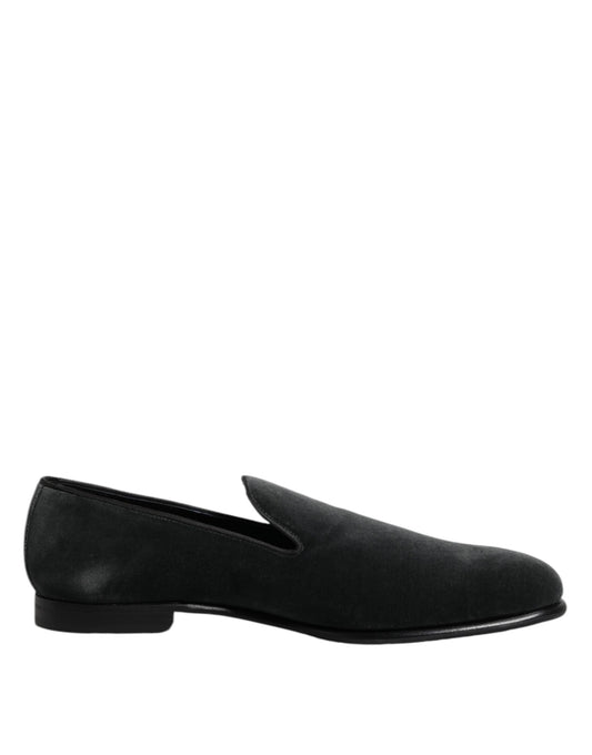 Black Velvet Slip On Loafers Formal Shoes