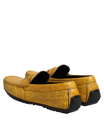 Yellow Exotic Leather Loafers Slip On Shoes