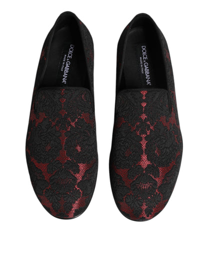 Red Black Jacquard Slip On Men Loafers Shoes