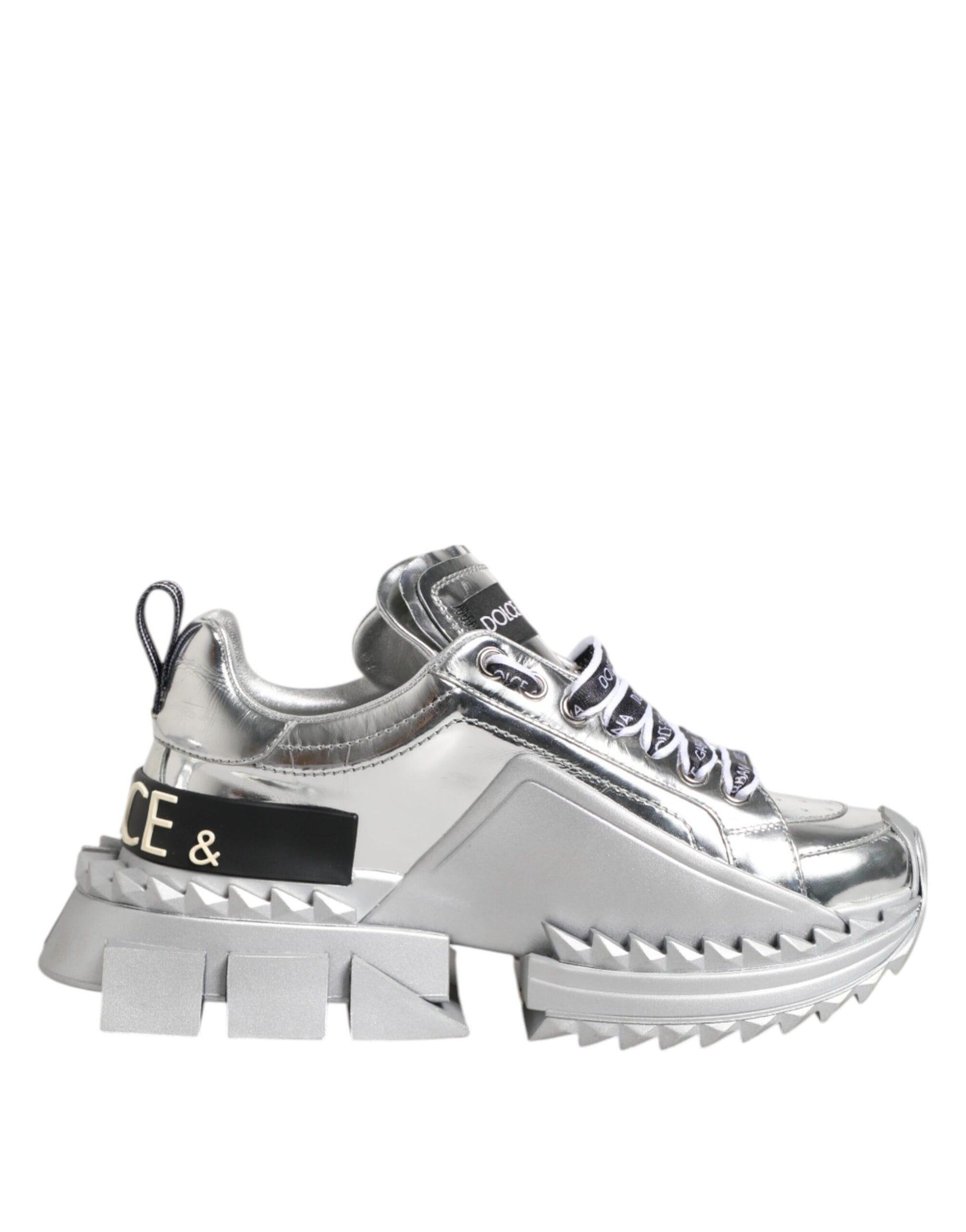 Silver Leather Super Queen Sneakers Shoes