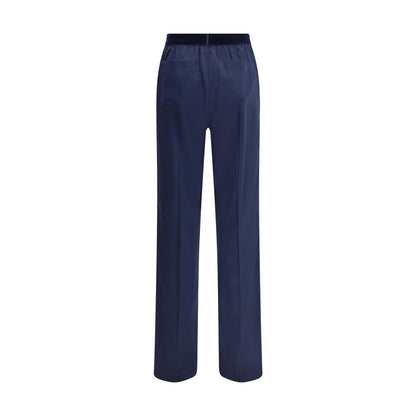 Blue Elastane Casual Pants