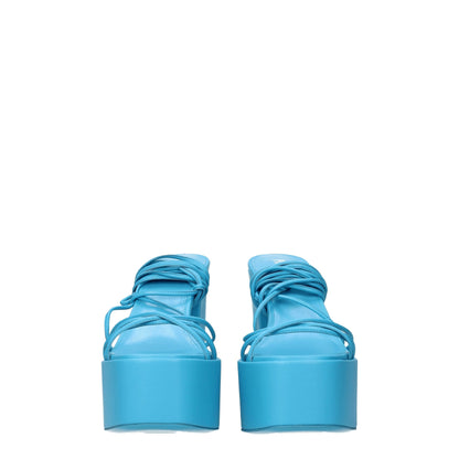 Light Blue Leather Platforms