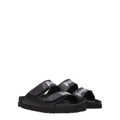Black Leather Slippers