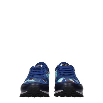 Blue Leather Athletic Sneakers