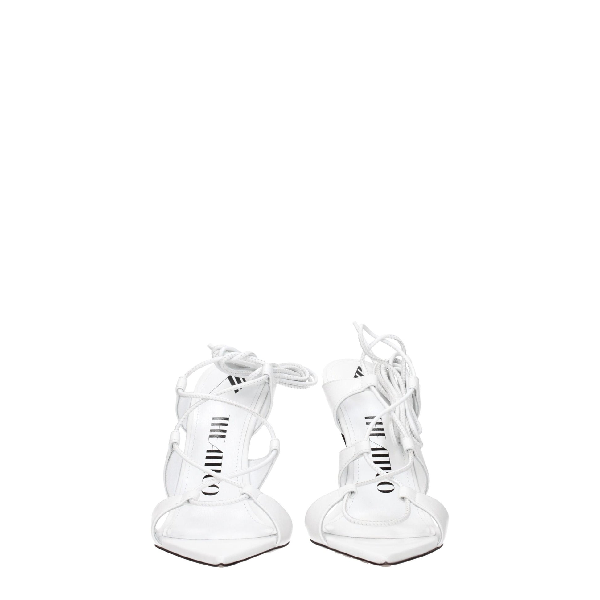 White Leather Stiletto Heels Sandals