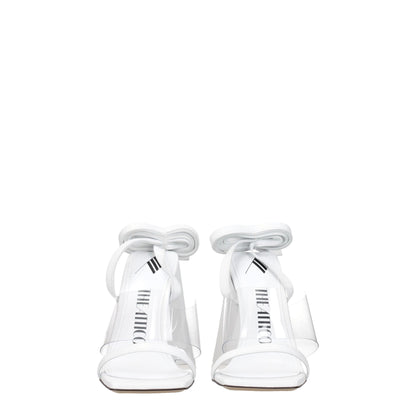 White Leather Stiletto Heels Sandals