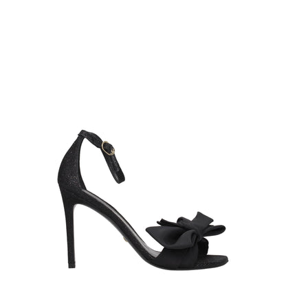 Black Satin Stiletto Heels Sandals