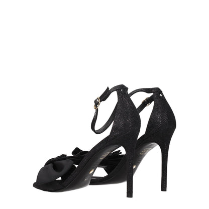 Black Satin Stiletto Heels Sandals