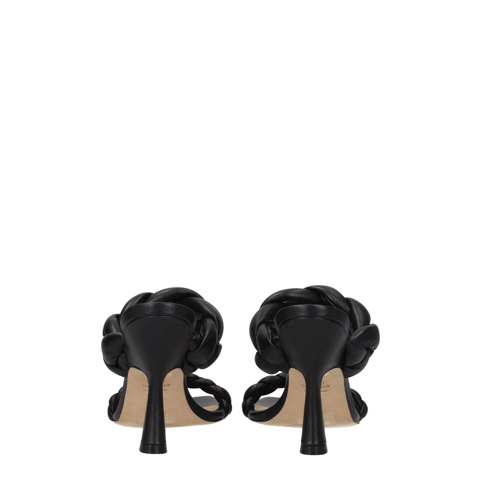 Black Leather Stiletto Heels Sandals