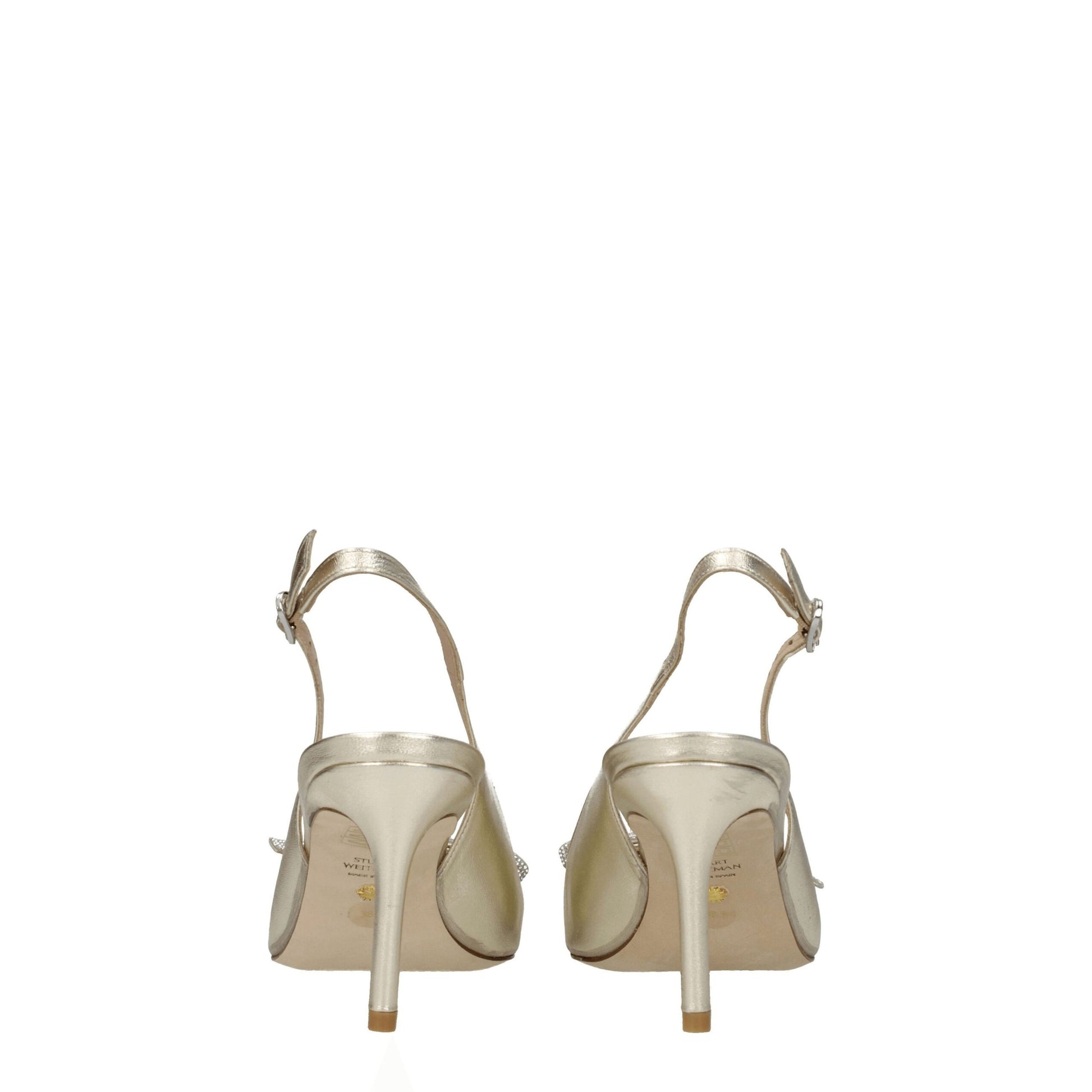 Gold Leather Stiletto Heels Sandals