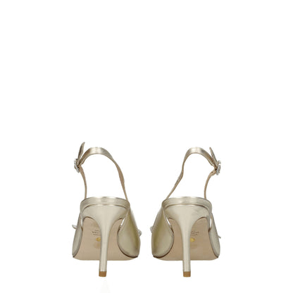 Gold Leather Stiletto Heels Sandals