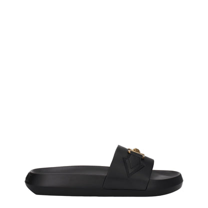 Black Leather Slippers