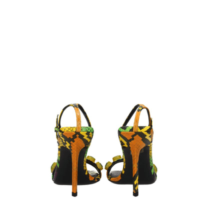 Multicolor Leather Stiletto Heels Sandals