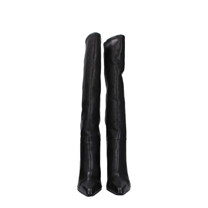 Black Leather High Heel Boots