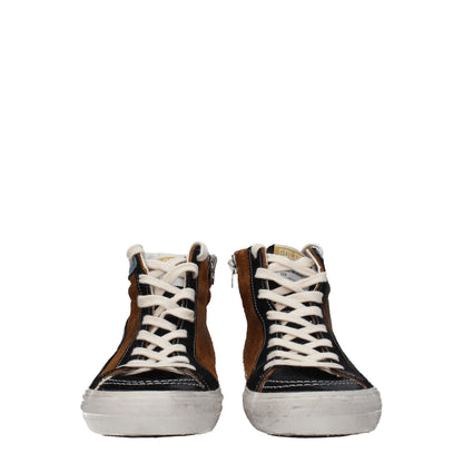 Brown Leather High Top Sneakers
