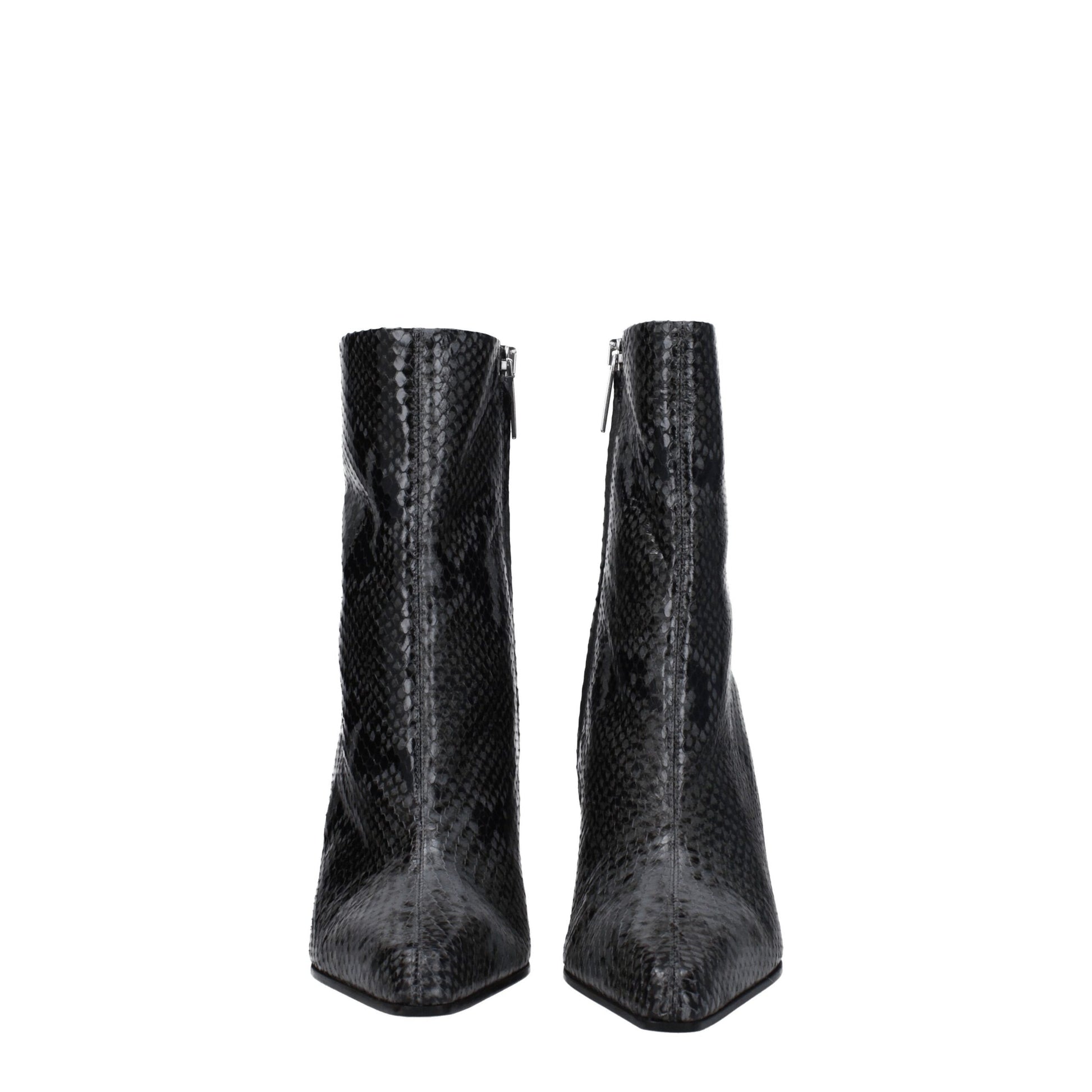 Gray Leather Ankle Boots