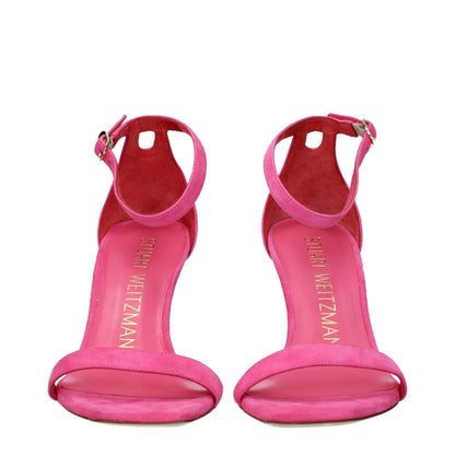 Pink Leather Stiletto Heels Sandals