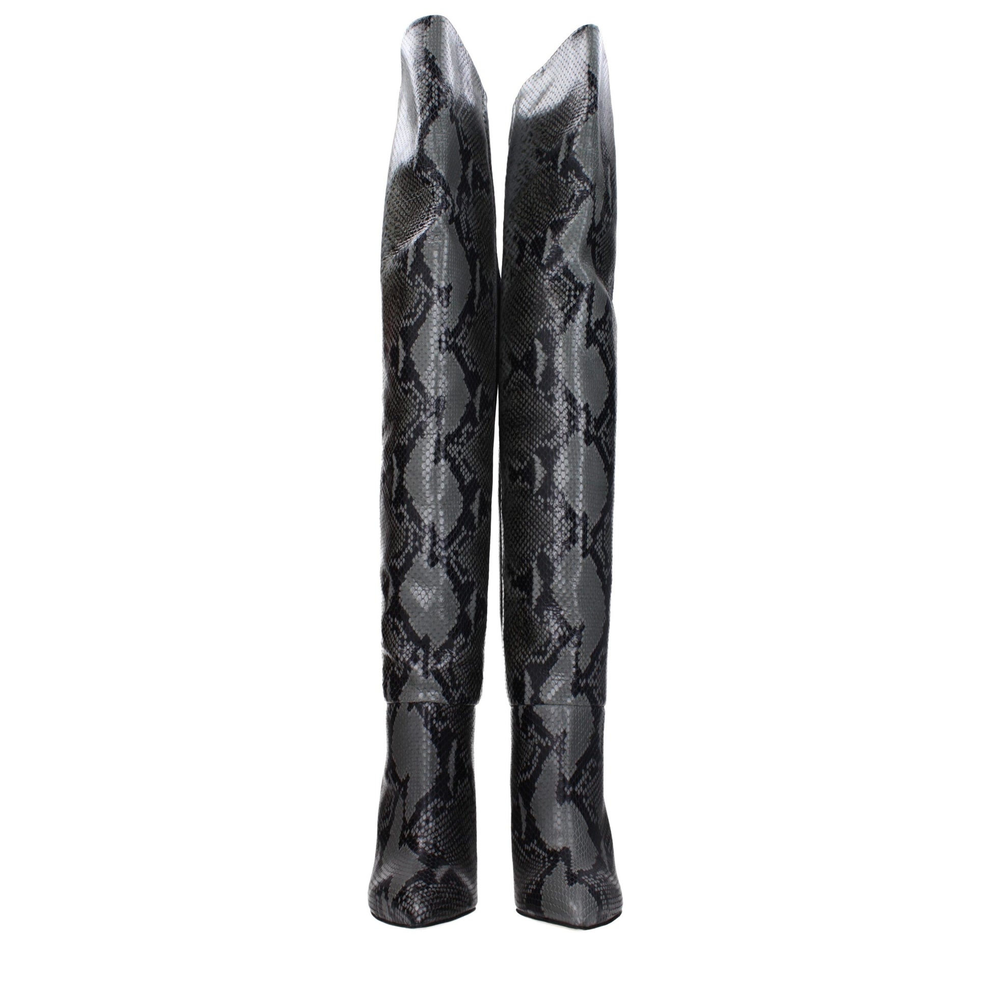 Gray Leather Over The Knee