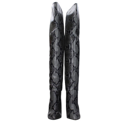 Gray Leather Over The Knee
