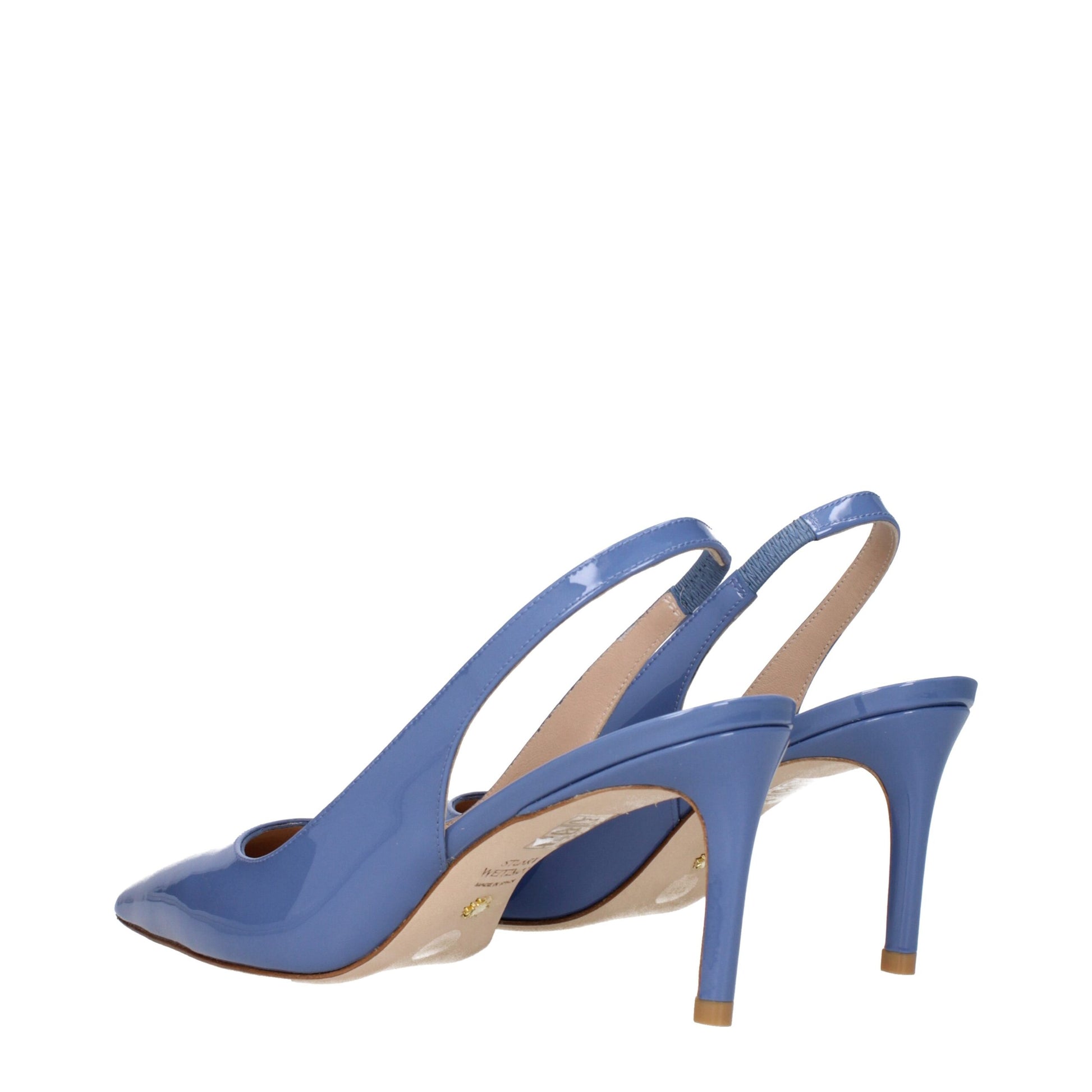 Light Blue Leather High Heel Pumps