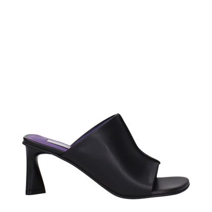 Black Leather Stiletto Heels Sandals