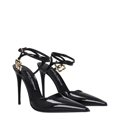 Black Leather Stiletto Heel Sandals