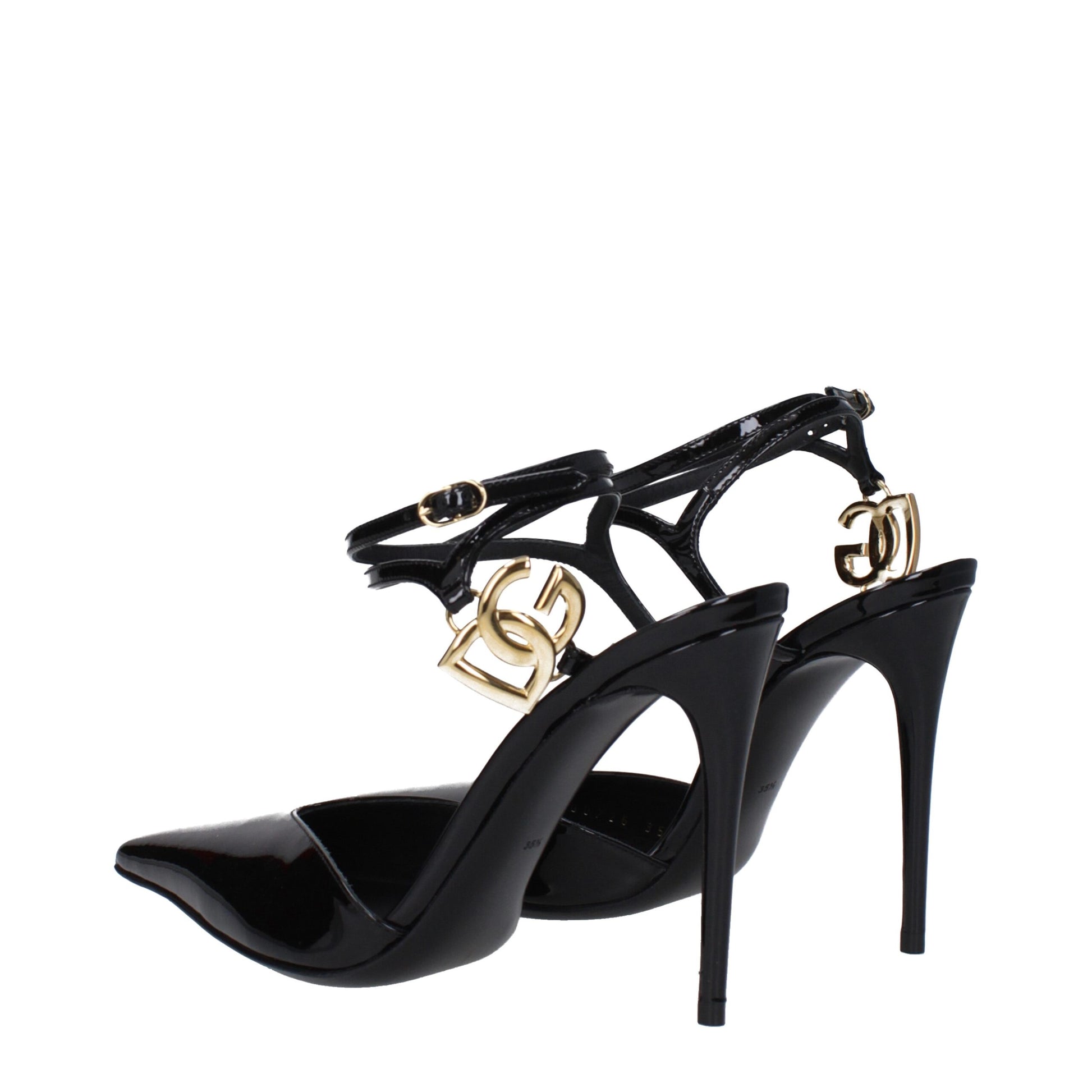 Black Leather Stiletto Heel Sandals