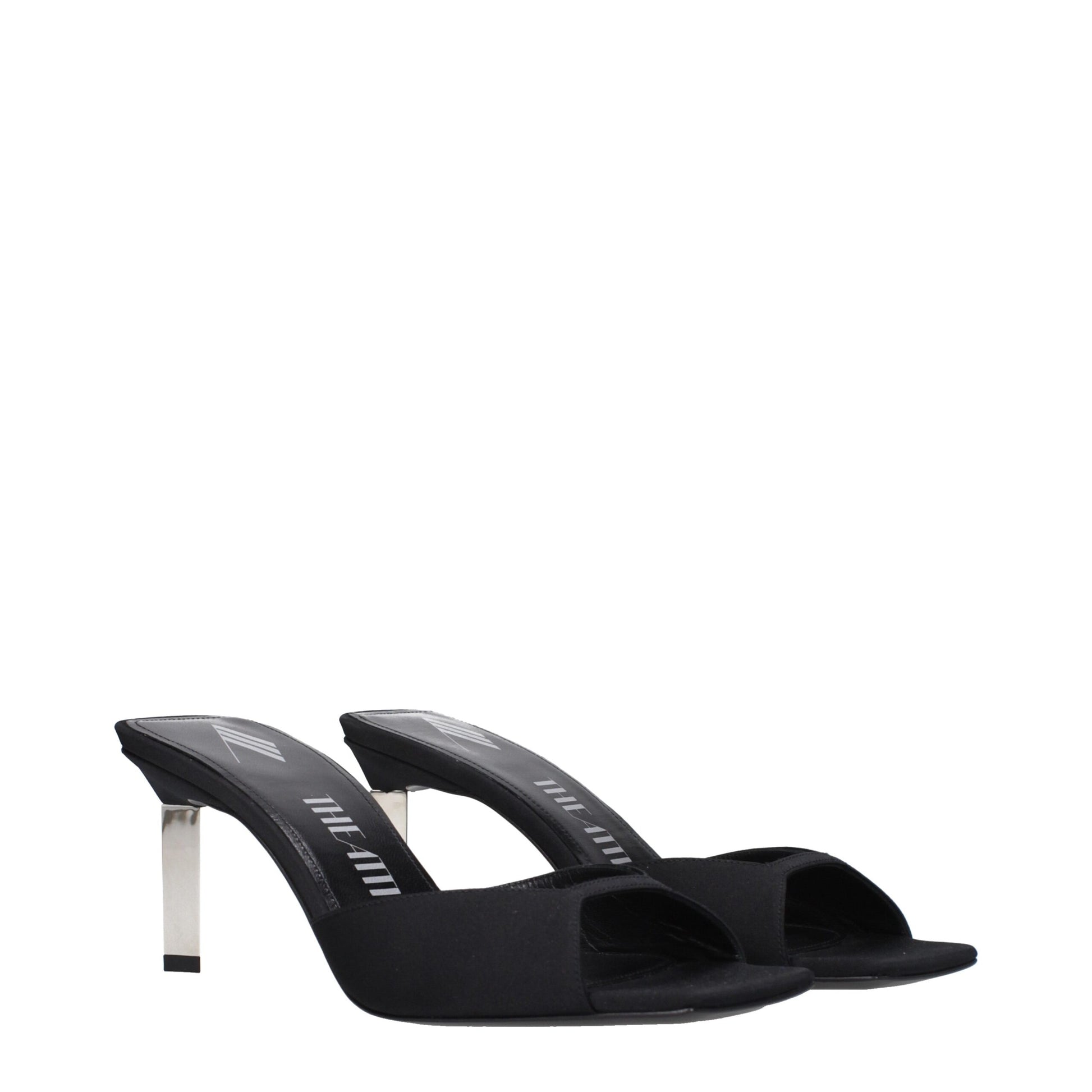 Black Satin Stiletto Heel Sandals