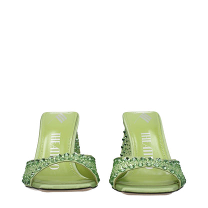 Green Satin Stiletto Heels Sandals