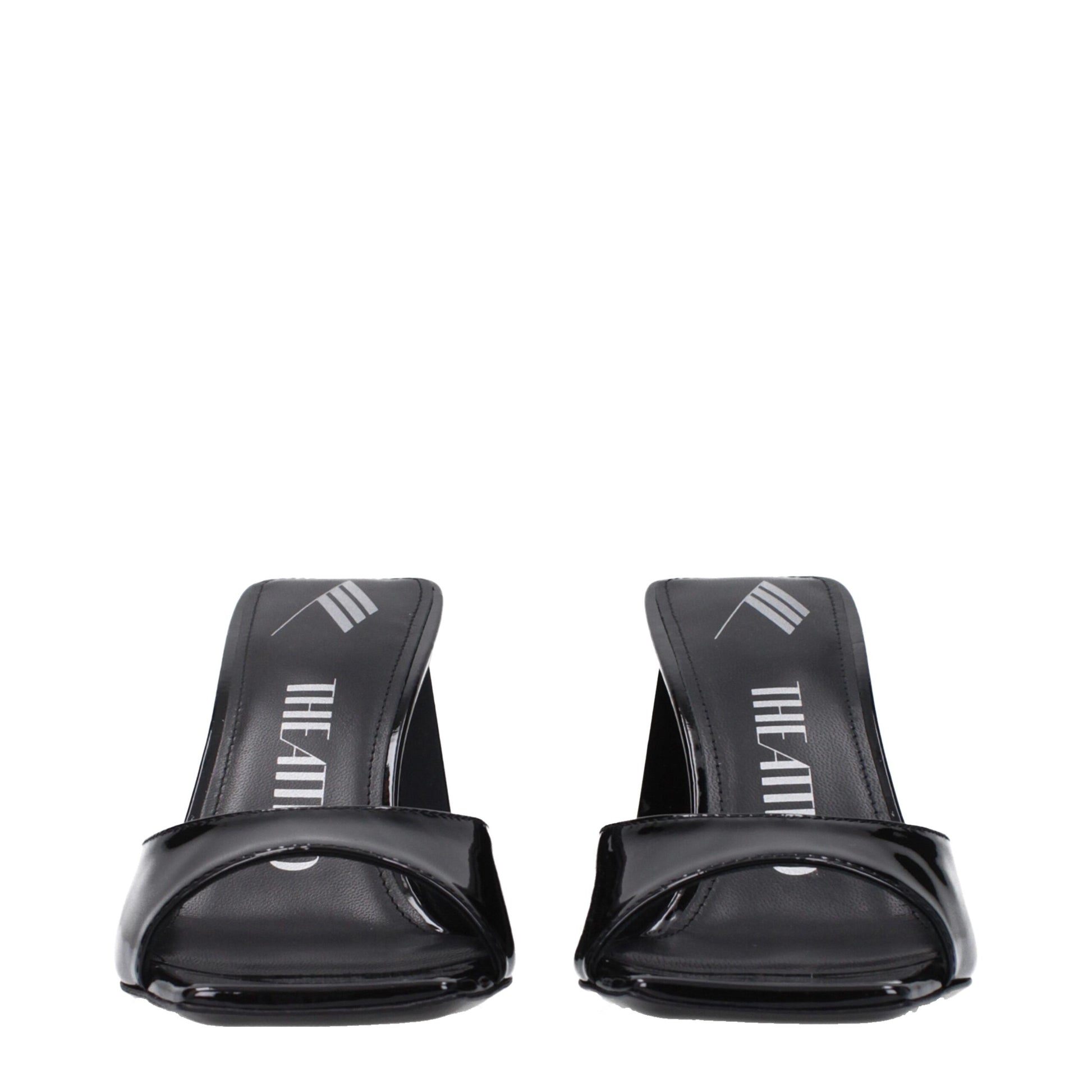 Black Leather Stiletto Heel Sandals