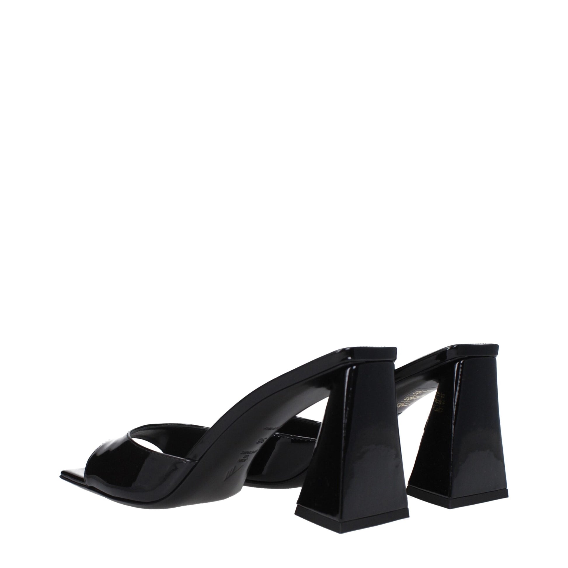 Black Leather Stiletto Heel Sandals
