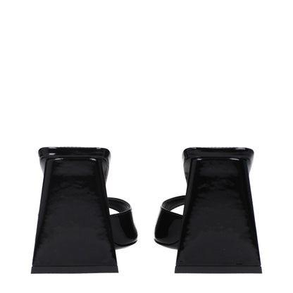 Black Leather Stiletto Heel Sandals