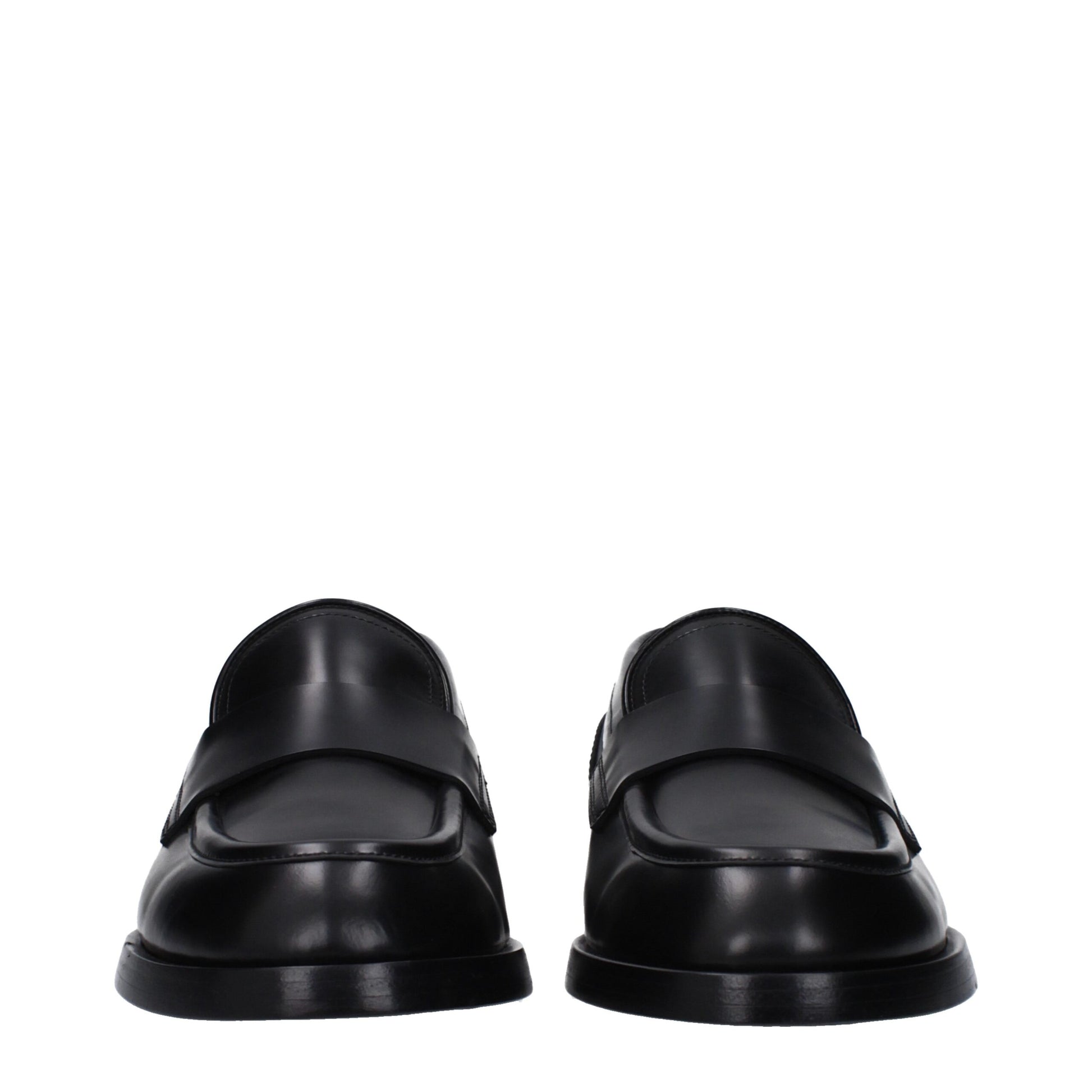 Black Leather Slip-On Loafers