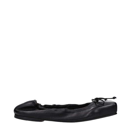 Black Leather Ballet Flats