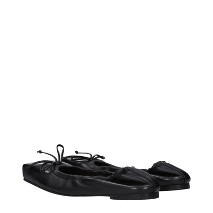 Black Leather Ballet Flats