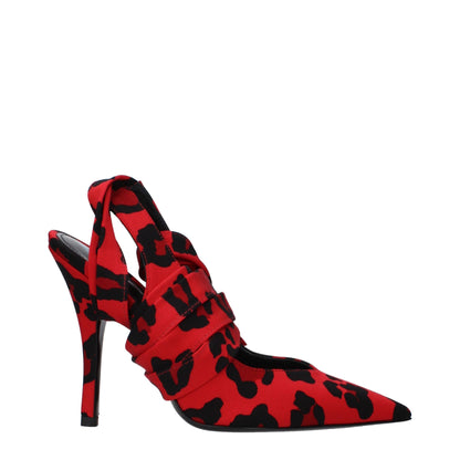 Red Fabric High Heel Pumps