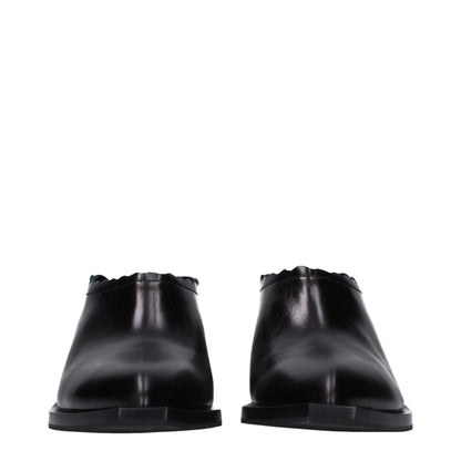 Black Leather Mules