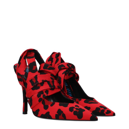 Red Fabric High Heel Pumps