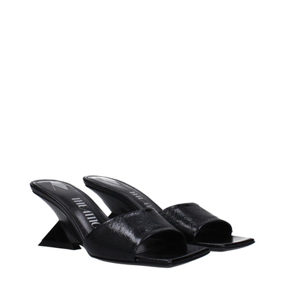 Black Leather Flat Sandals