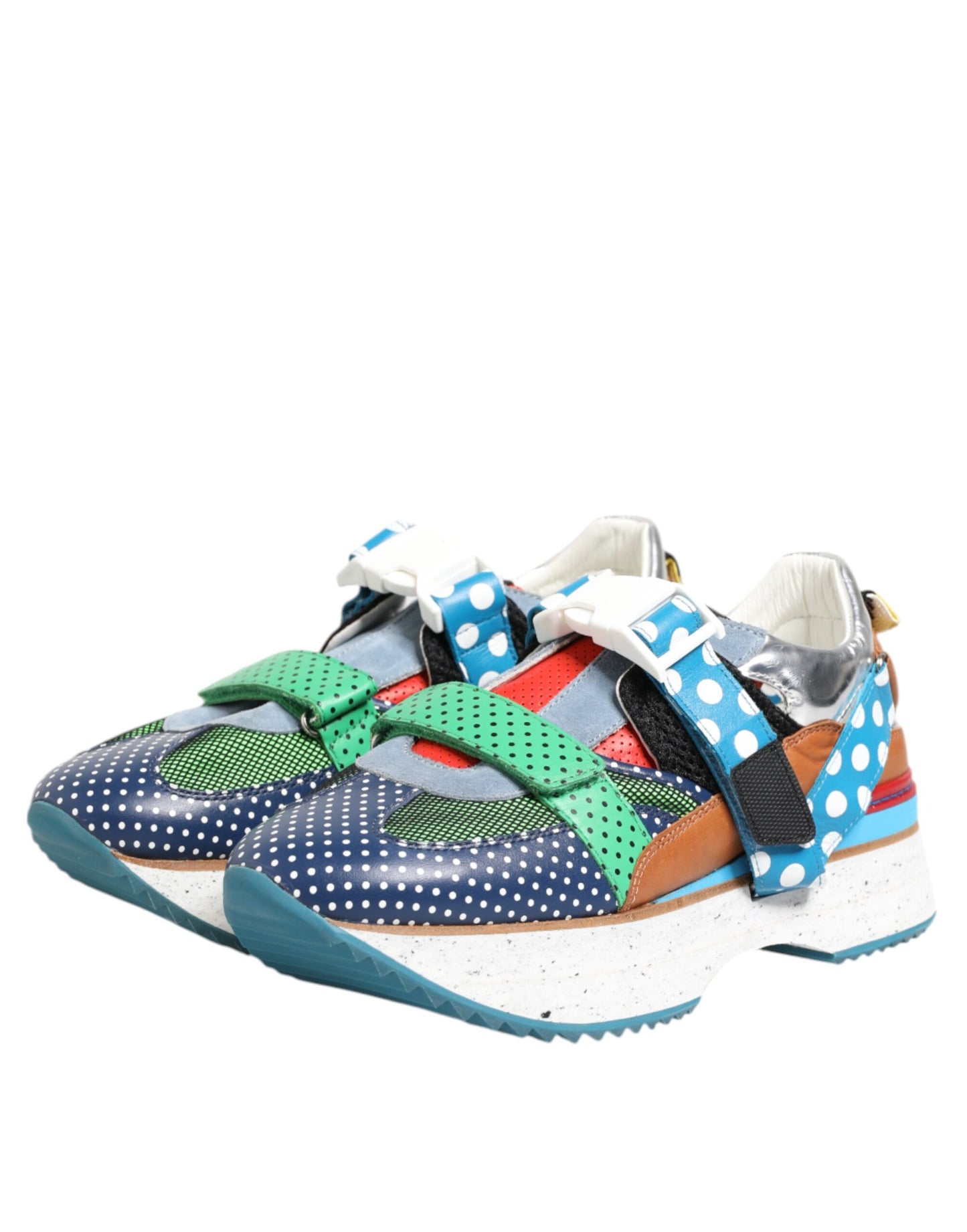 Multicolor Leather Low Top Sneakers Shoes