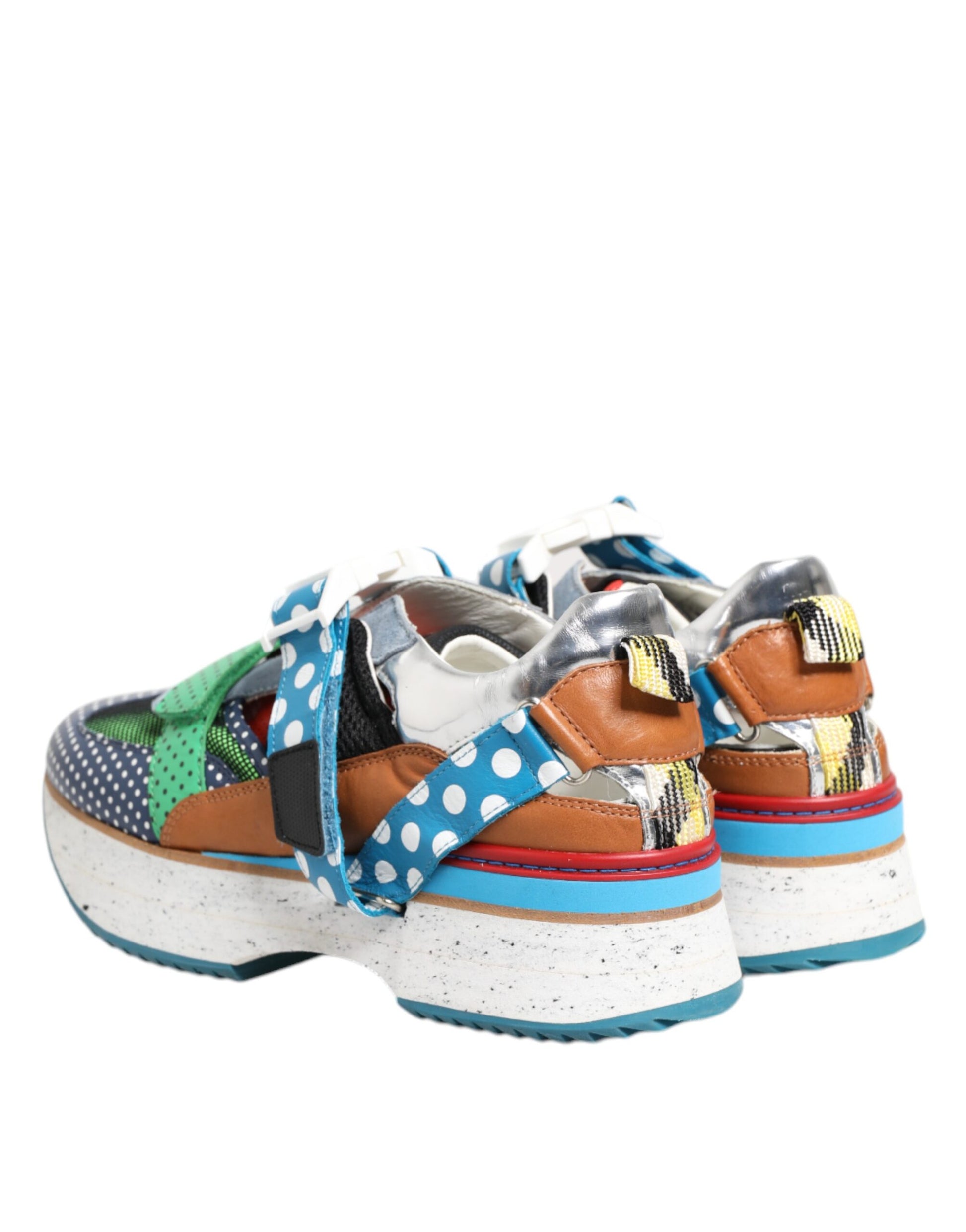 Multicolor Leather Low Top Sneakers Shoes