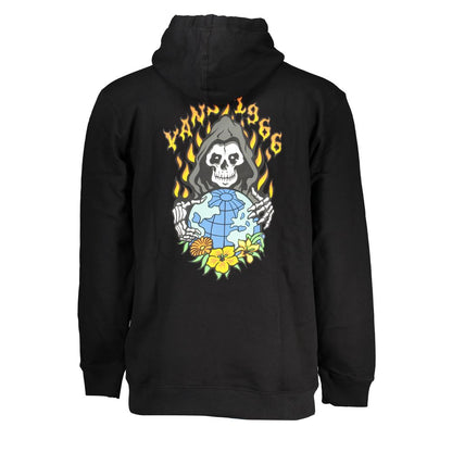 Black Cotton Men Sweater with Hood
