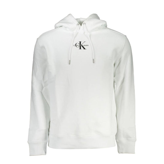 White Cotton Men's Sweater with Hood