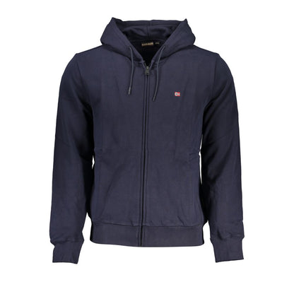 Blue Cotton Men Sweater with Hood