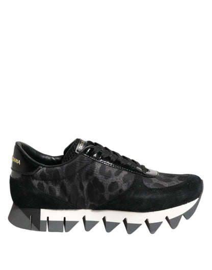 Black Gray Leopard Low Top Sneakers Shoes