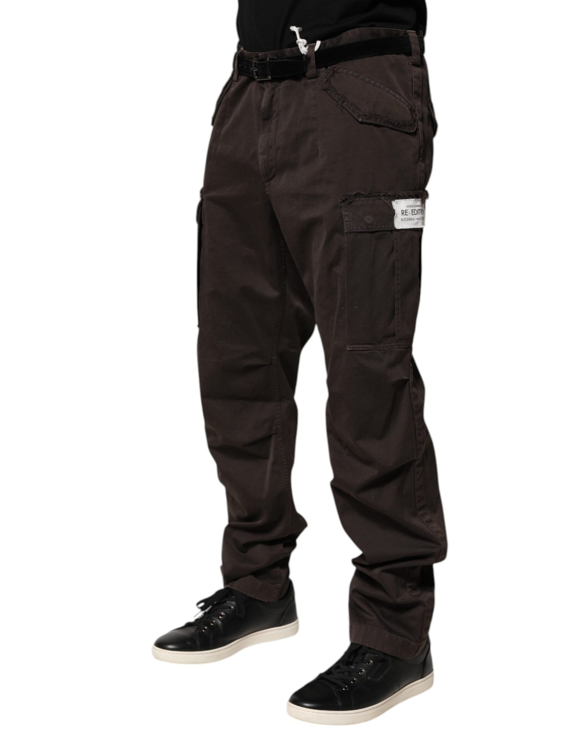 Brown Cotton Stretch Cargo Men Trouser Pants