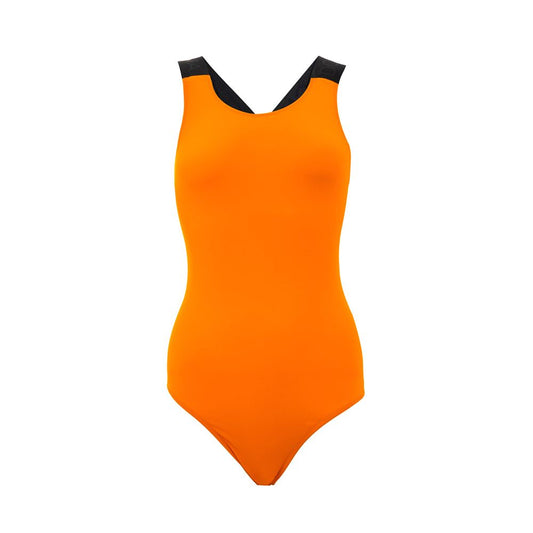 Orange Polyester One-Piece Swimsuit